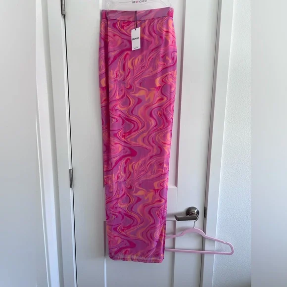 NWT ShowPo swirl print mesh maxi skirt - US 6/ UK 10 - Picture 3 of 7